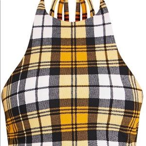 PrettyLittleThing Tops - Yellow and black halter neck crop top PrettyLittleThing Tops - Yellow and black halter neck crop top